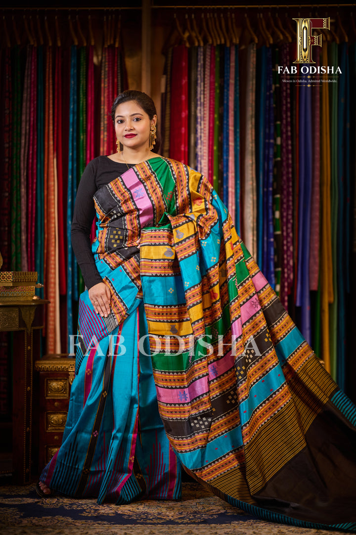 RANGAVATI VASTRA BERHAMPURI DOUBLE AANCHAL PURE SILK PATTA SAREE