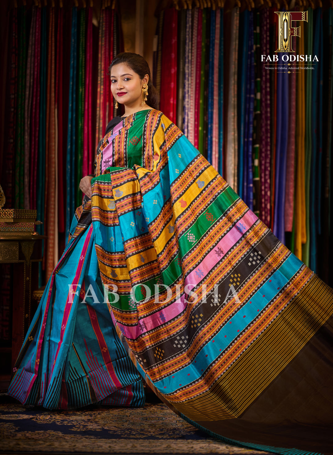 RANGAVATI VASTRA BERHAMPURI DOUBLE AANCHAL PURE SILK PATTA SAREE