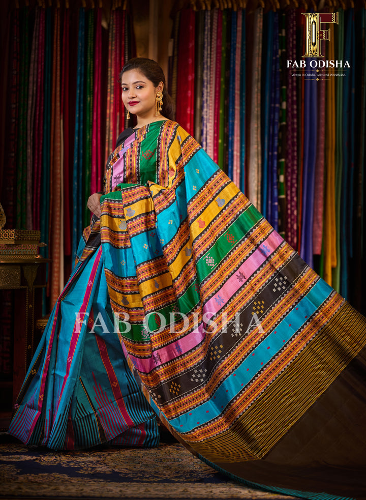 RANGAVATI VASTRA BERHAMPURI DOUBLE AANCHAL PURE SILK PATTA SAREE