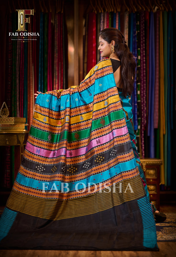 RANGAVATI VASTRA BERHAMPURI DOUBLE AANCHAL PURE SILK PATTA SAREE