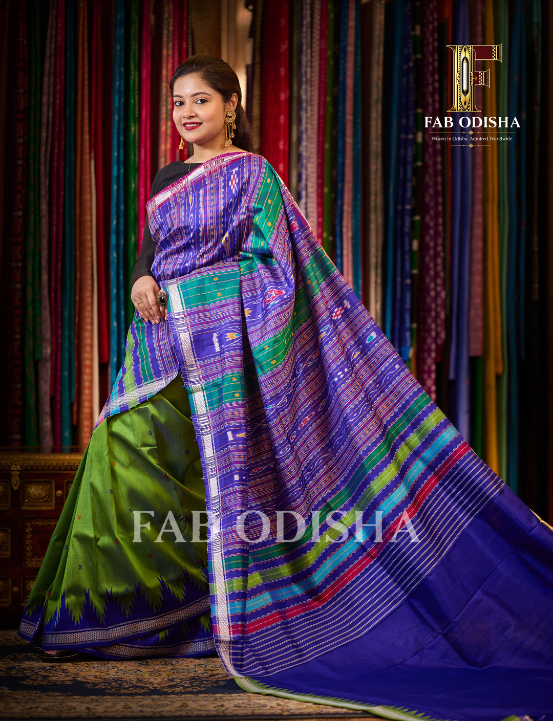 INDRANI BERHAMPURI HANDLOOM DOUBLE AANCHAL PURE SILK PATTA SAREE
