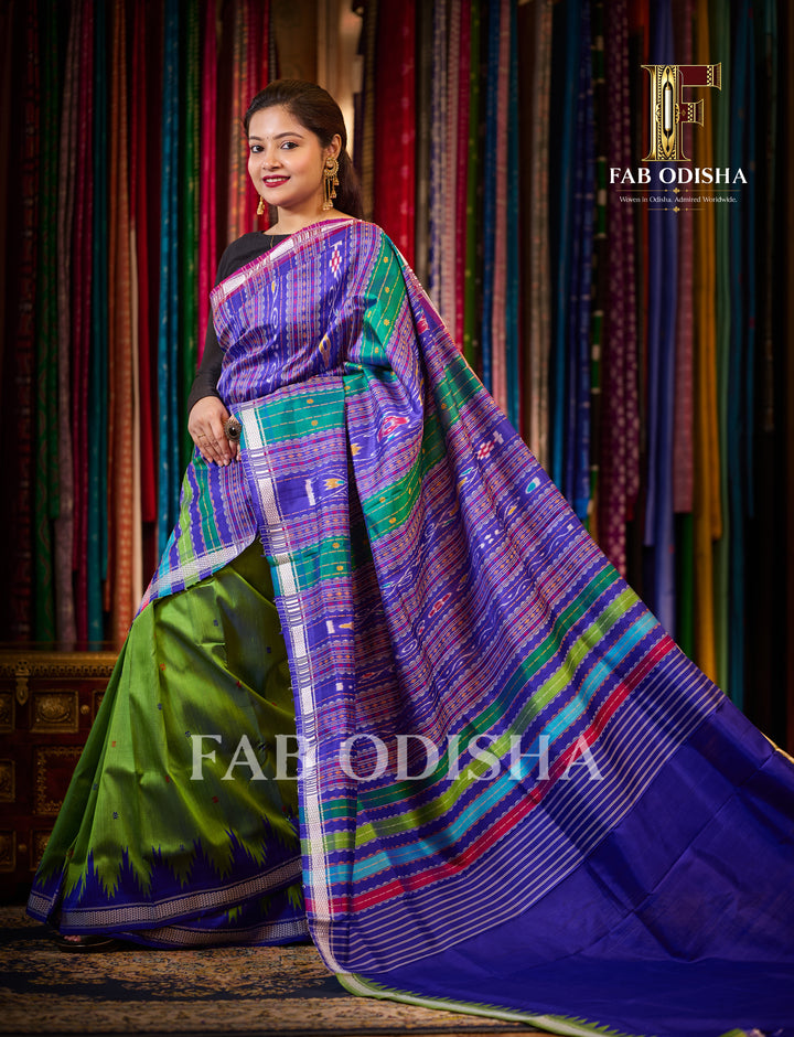 INDRANI BERHAMPURI HANDLOOM DOUBLE AANCHAL PURE SILK PATTA SAREE