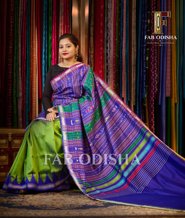 INDRANI BERHAMPURI HANDLOOM DOUBLE AANCHAL PURE SILK PATTA SAREE
