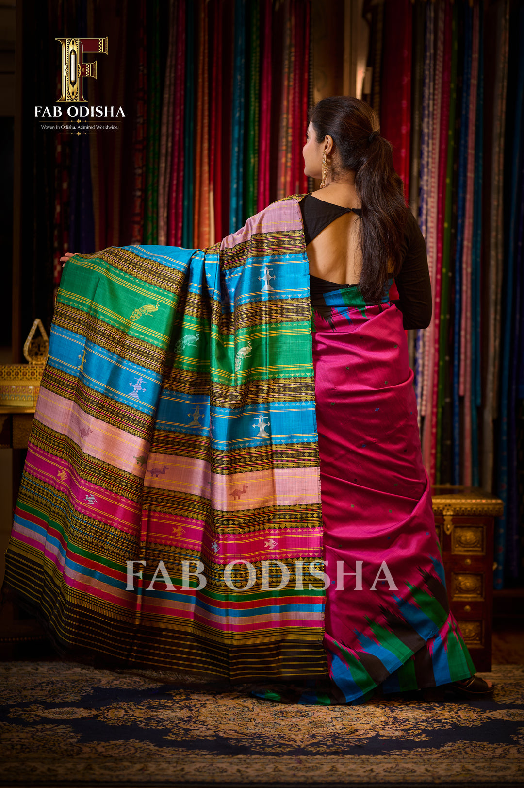 RANGAMANJARI BERHAMPURI HANDLOOM DOUBLE AANCHAL PURE SILK PATTA SAREE