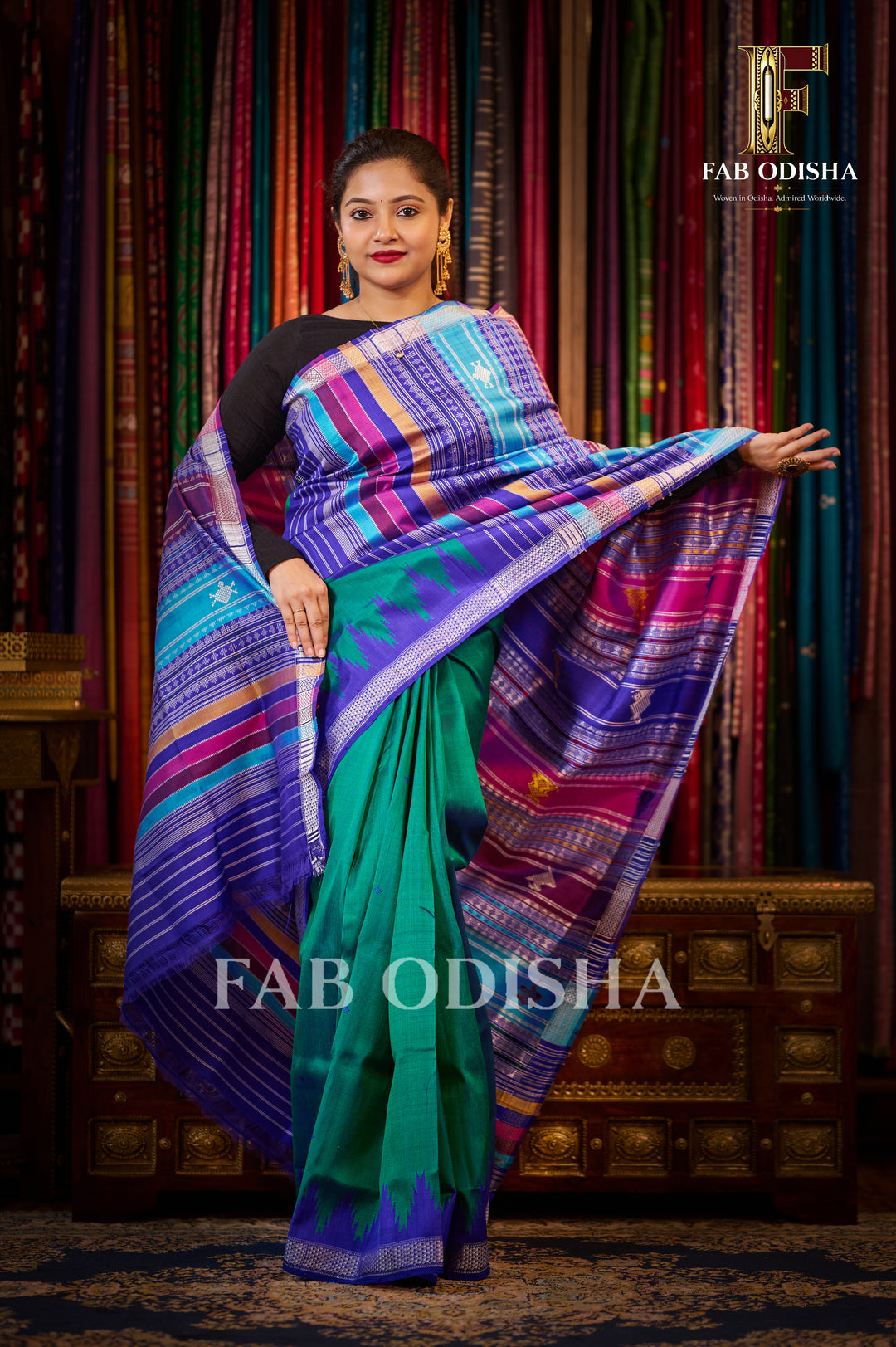 KAMALINI BERHAMPURI DOUBLE AANCHAL PURE SILK PATTA SAREE