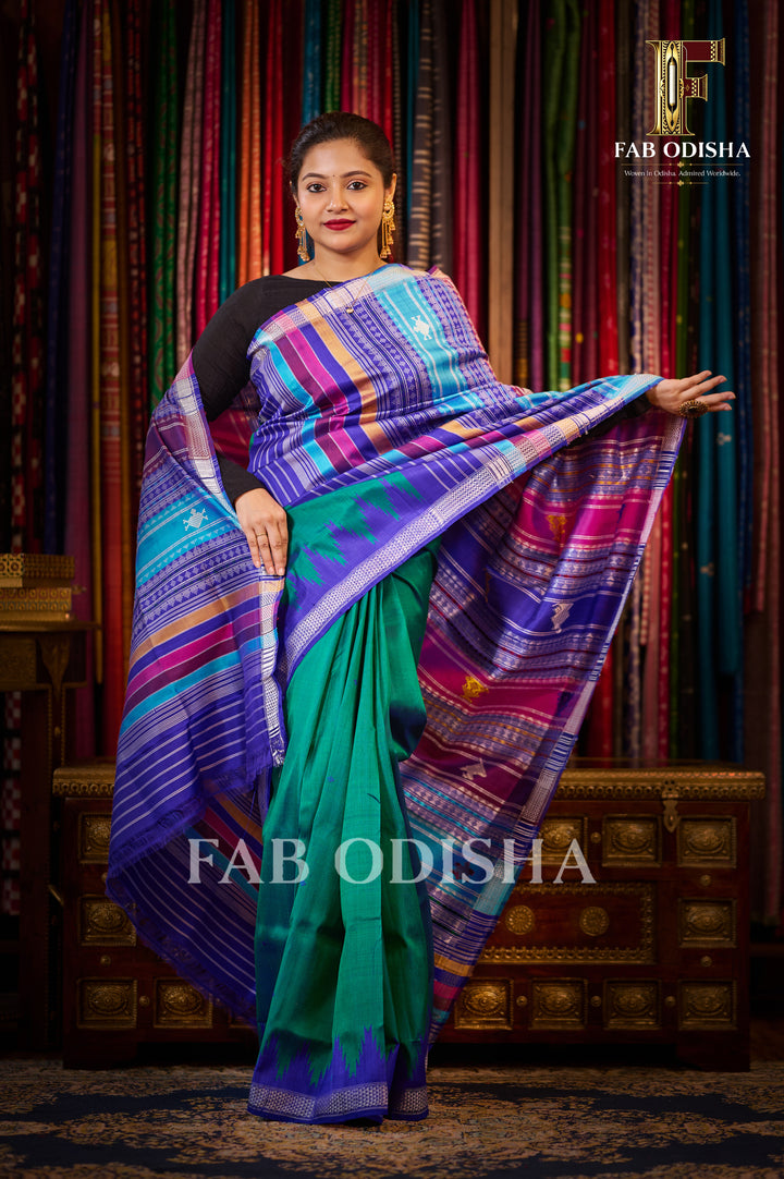 KAMALINI BERHAMPURI DOUBLE AANCHAL PURE SILK PATTA SAREE