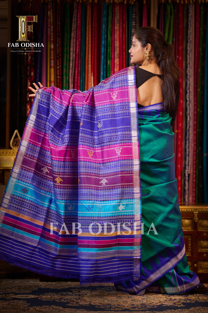 KAMALINI BERHAMPURI DOUBLE AANCHAL PURE SILK PATTA SAREE