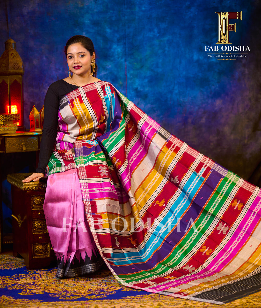 UTSAVIKA BERHAMPURI HANDLOOM DOUBLE AANCHAL PURE SILK PATTA SAREE