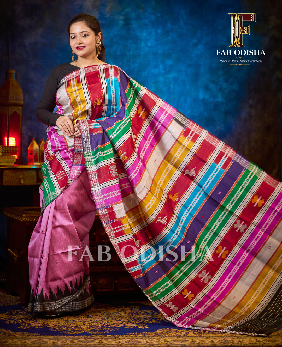 UTSAVIKA BERHAMPURI HANDLOOM DOUBLE AANCHAL PURE SILK PATTA SAREE