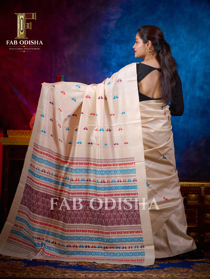 NOOR-E-CHAND TITLI MOONLIGHT FINE TUSSAR SILK SAREE