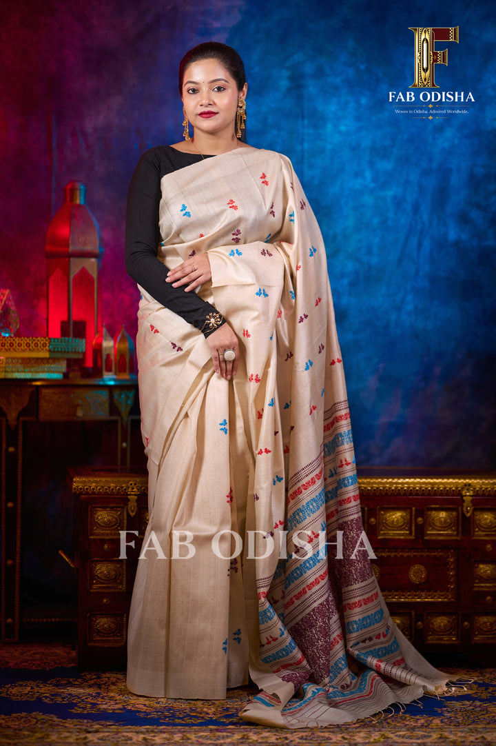 NOOR-E-CHAND TITLI MOONLIGHT FINE TUSSAR SILK SAREE