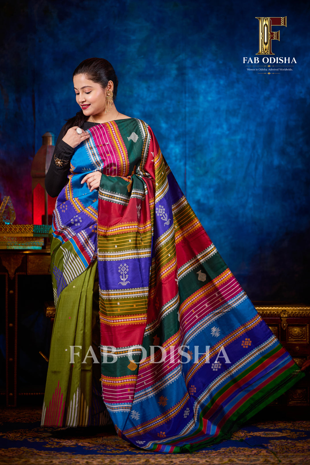 SUBHAJANLI SILKEN GRACE BERHAMPURI HANDLOOM DOUBLE AANCHAL PURE SILK PATTA SAREE