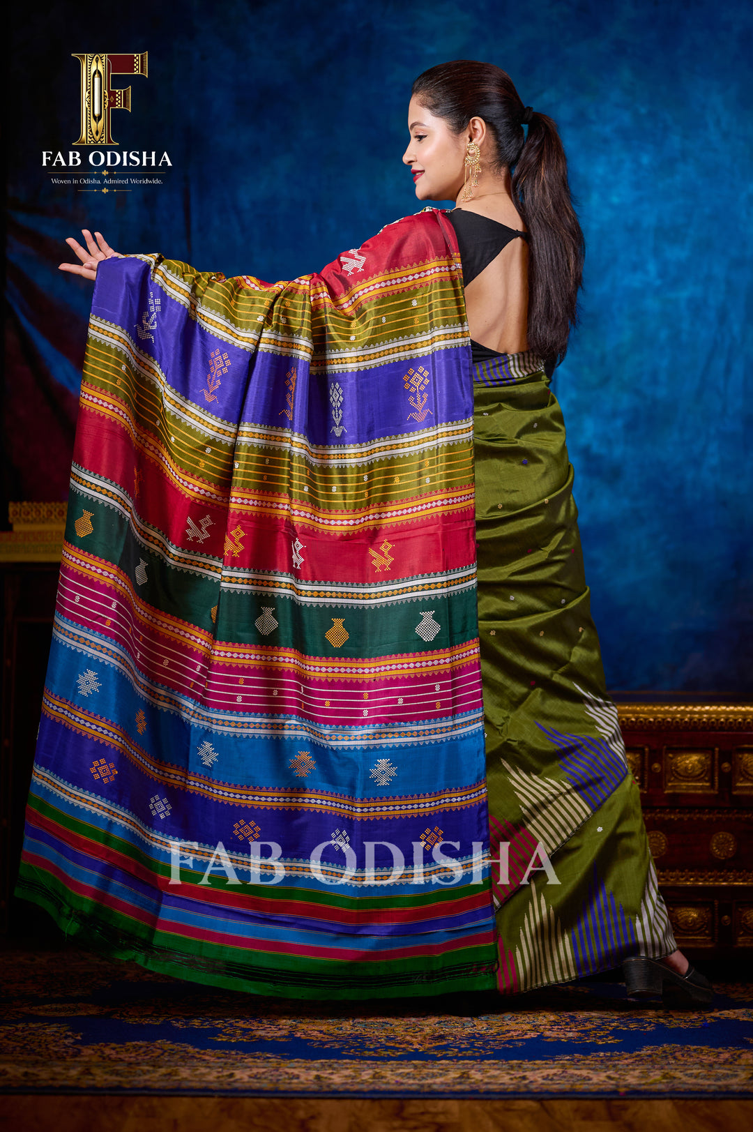 SUBHAJANLI SILKEN GRACE BERHAMPURI HANDLOOM DOUBLE AANCHAL PURE SILK PATTA SAREE