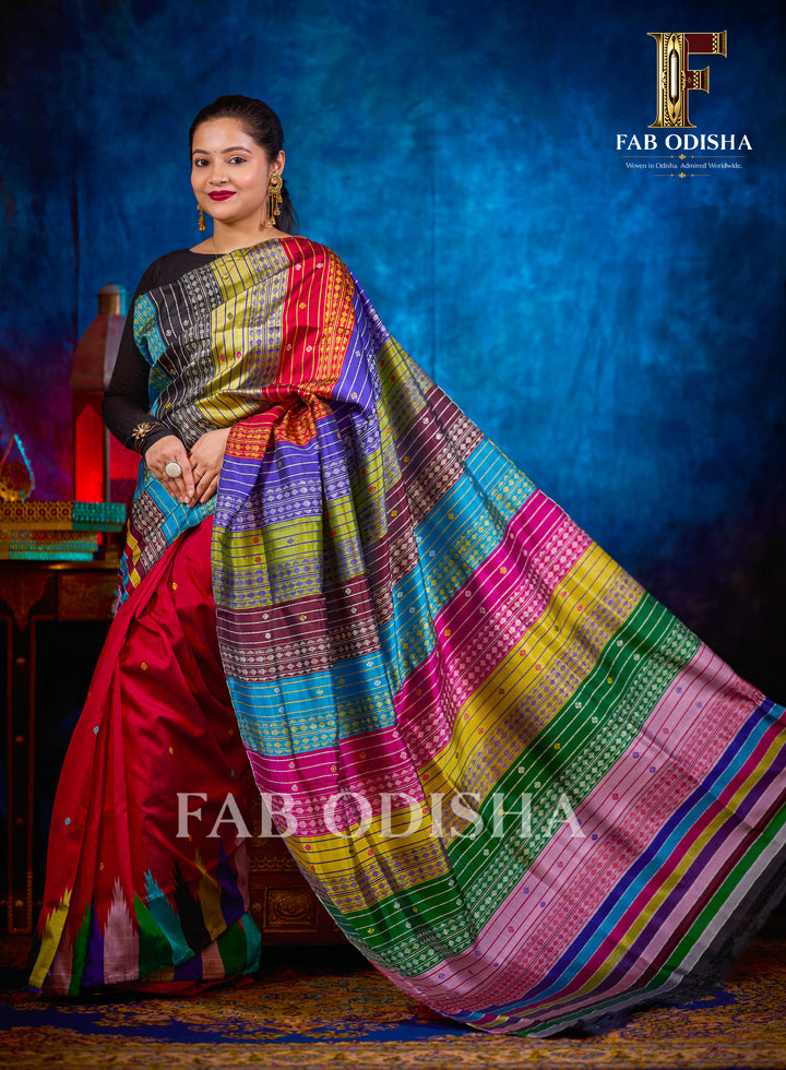 RUHANI CELESTIAL HANDLOOM BERHAMPURI HANDLOOM DOUBLE AANCHAL PURE SILK PATTA SAREE