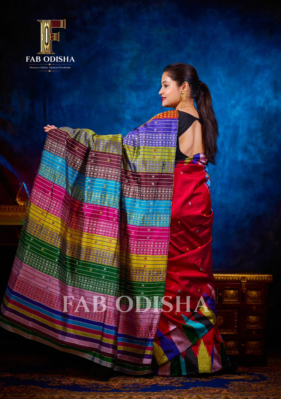 RUHANI CELESTIAL HANDLOOM BERHAMPURI HANDLOOM DOUBLE AANCHAL PURE SILK PATTA SAREE
