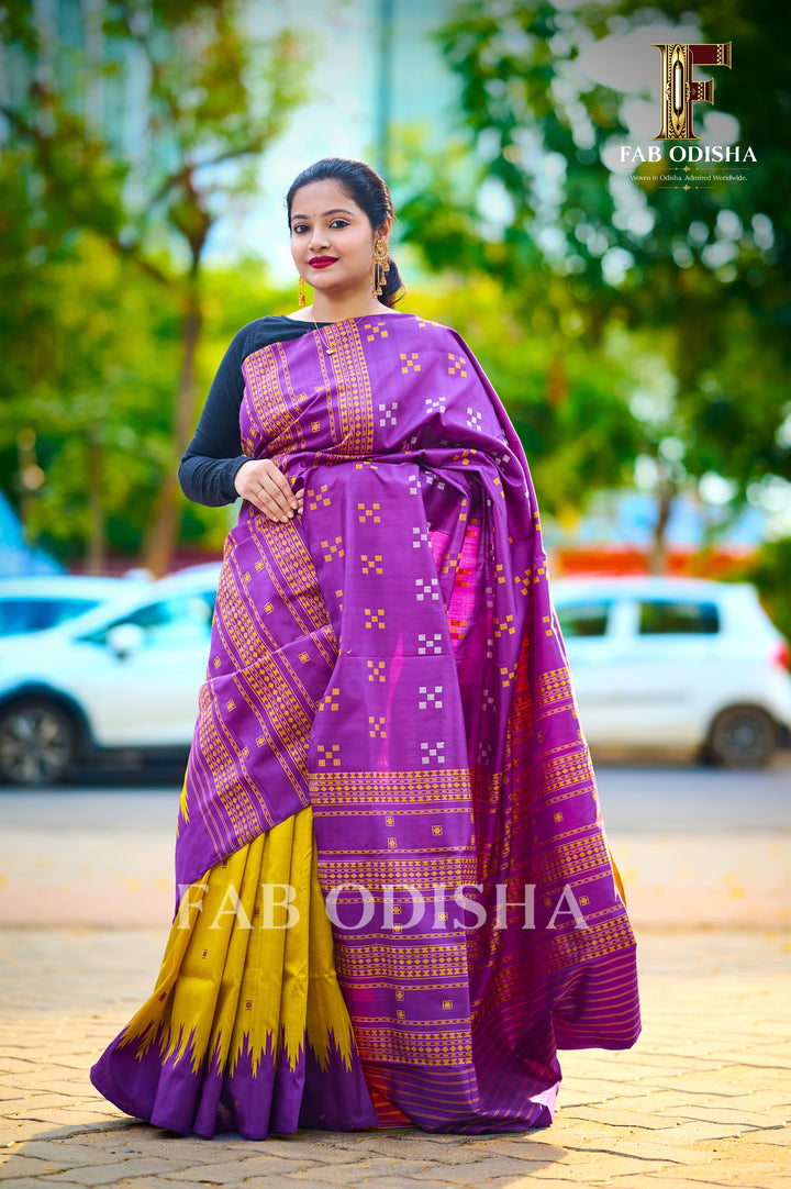 RUKMINI VASTRA SELECTIONS BERHAMPURI DOUBLE AANCHAL PURE SILK PATTA SAREE