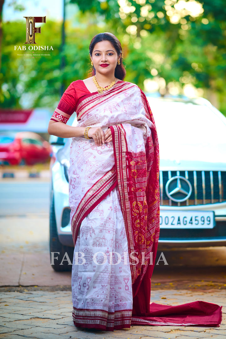 RATNA REKHA MASTER WEAVE SAMBALPURI HANDLOOM PURE SILK SAREE