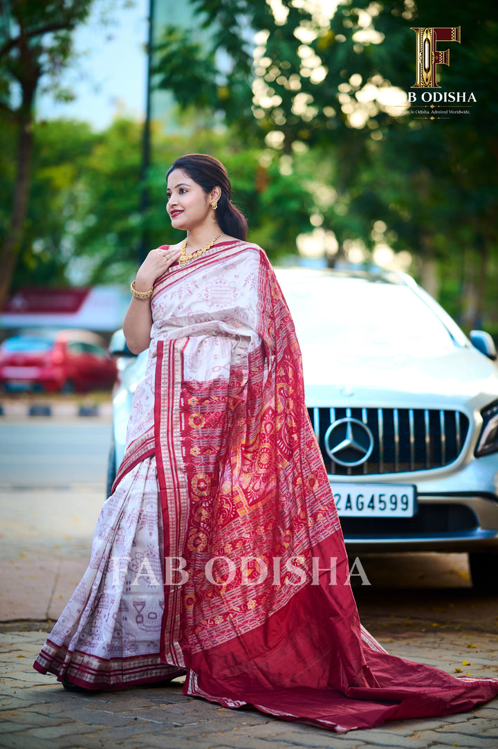 RATNA REKHA MASTER WEAVE SAMBALPURI HANDLOOM PURE SILK SAREE