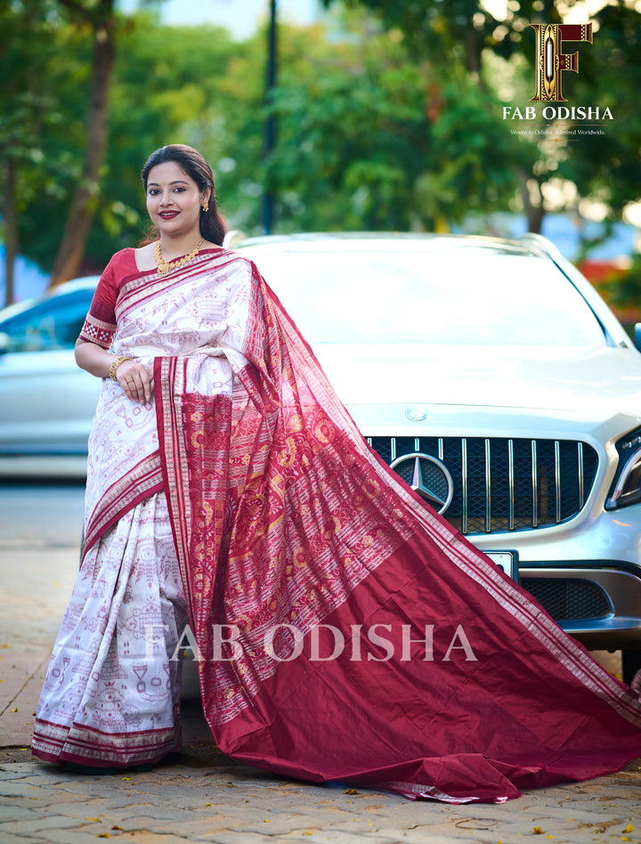 RATNA REKHA MASTER WEAVE SAMBALPURI HANDLOOM PURE SILK SAREE