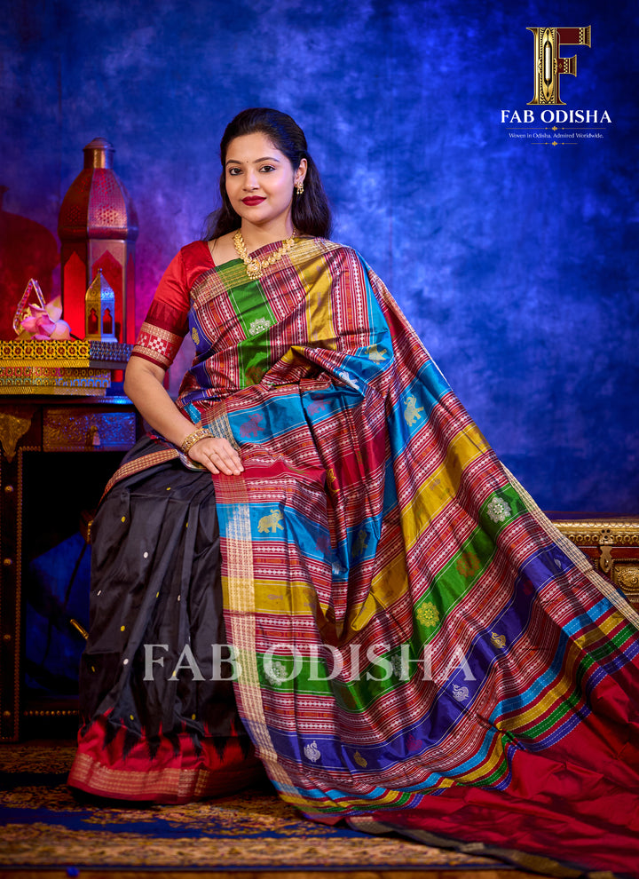PRIYADARSHINI HALF TISSUE BERHAMPURI HANDLOOM DOUBLE AANCHAL PURE SILK PATTA SAREE