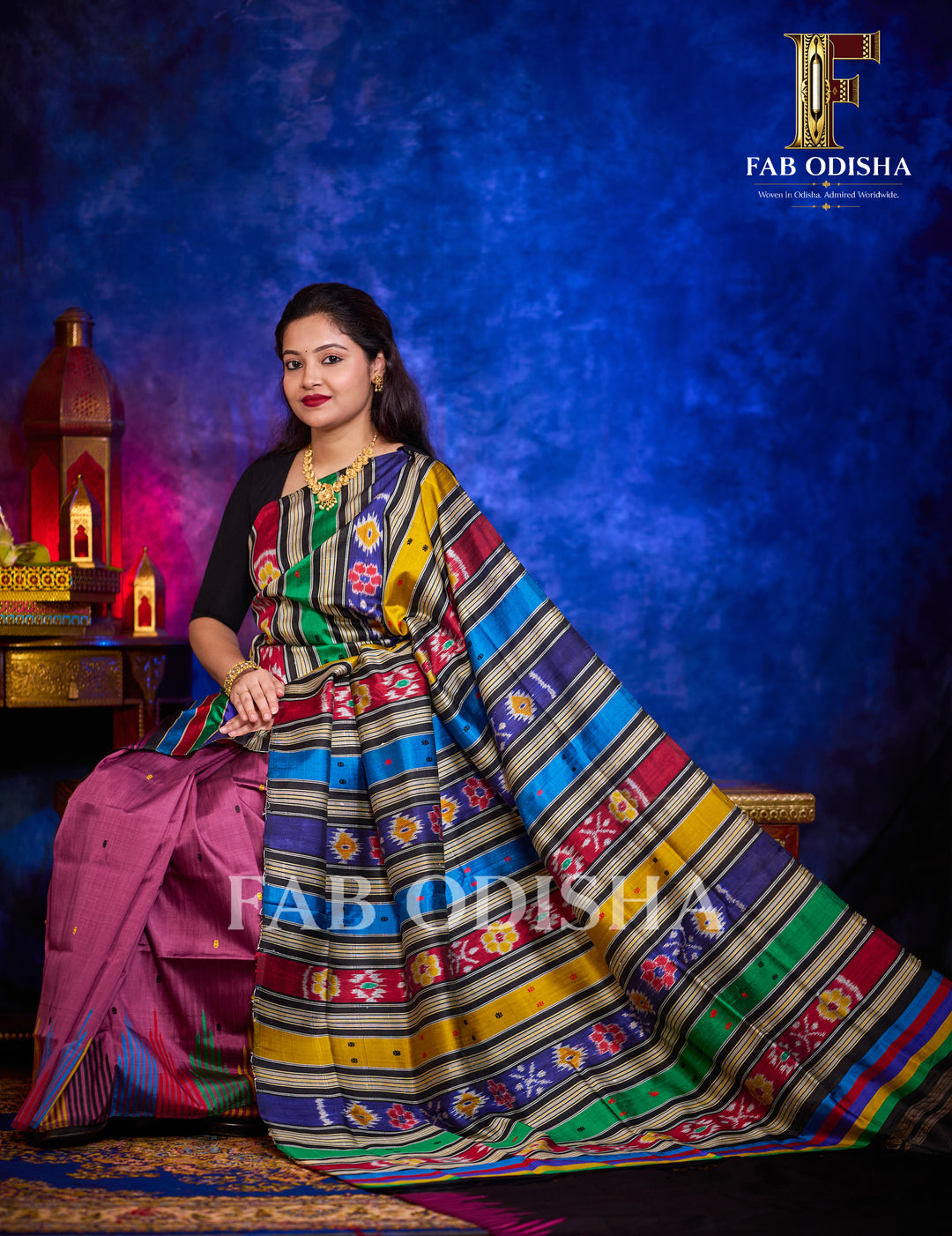 AMRITVA BERHAMPURI HANDLOOM DOUBLE AANCHAL PURE SILK PATTA SAREE