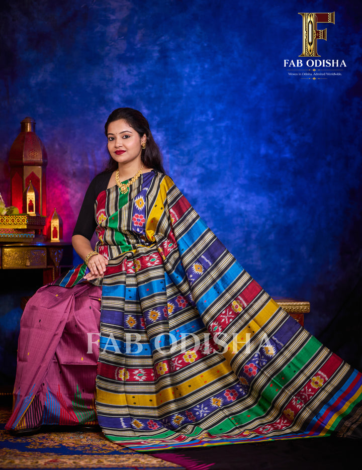 AMRITVA BERHAMPURI HANDLOOM DOUBLE AANCHAL PURE SILK PATTA SAREE