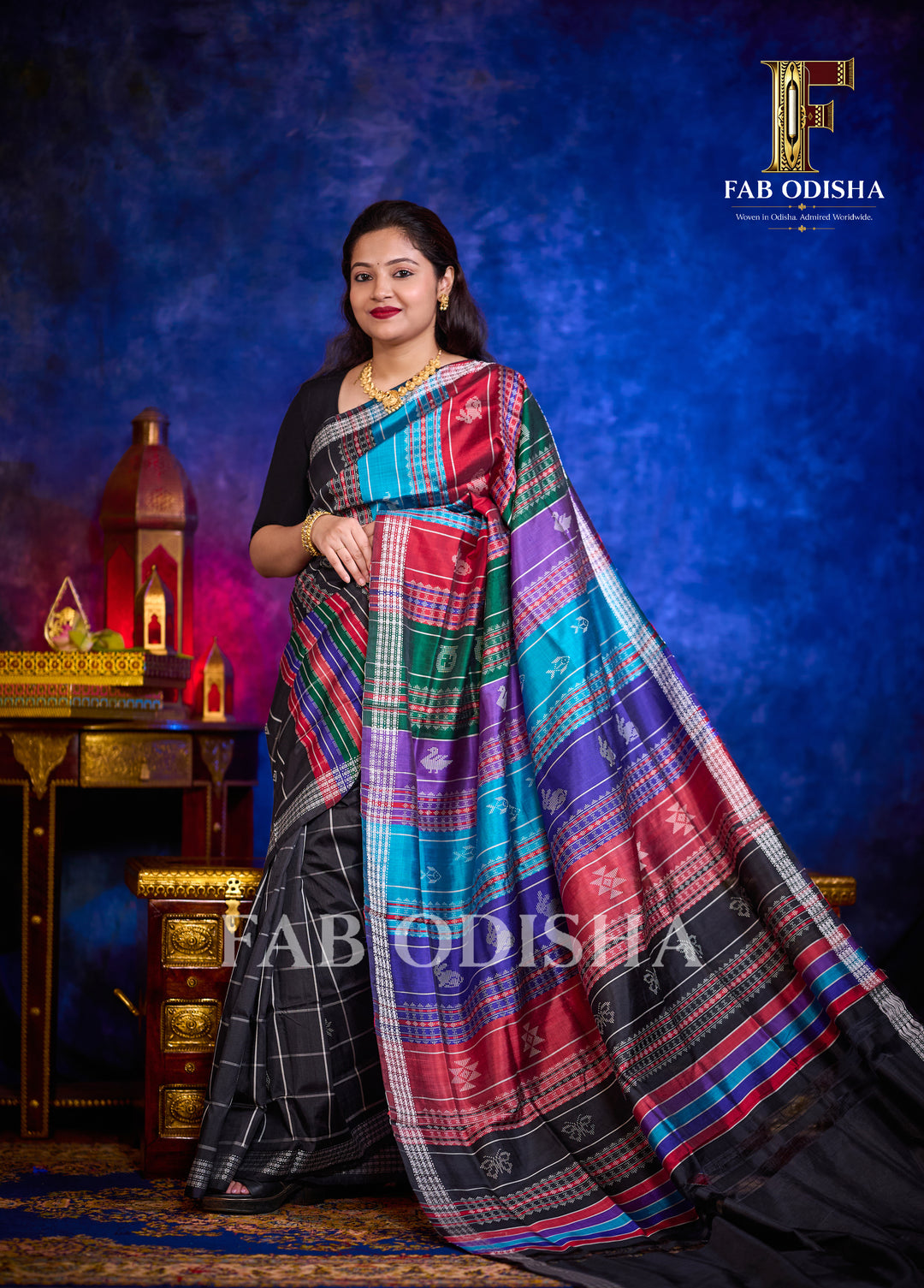 SADHANA LUXE BERHAMPURI HANDLOOM DOUBLE AANCHAL PURE SILK PATTA SAREE