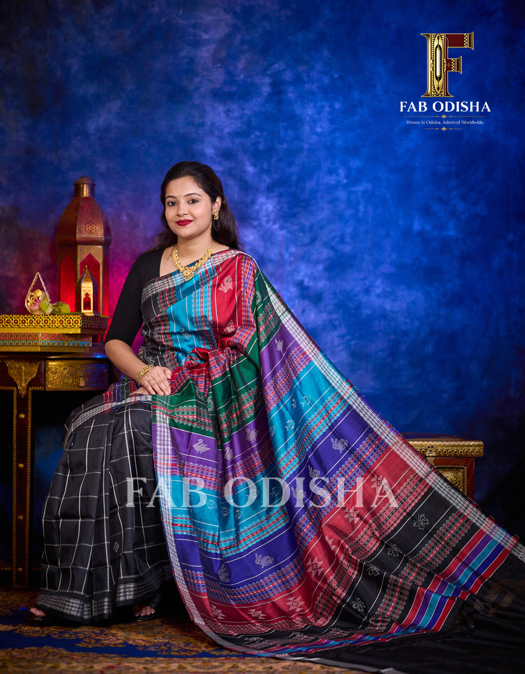 SADHANA LUXE BERHAMPURI HANDLOOM DOUBLE AANCHAL PURE SILK PATTA SAREE
