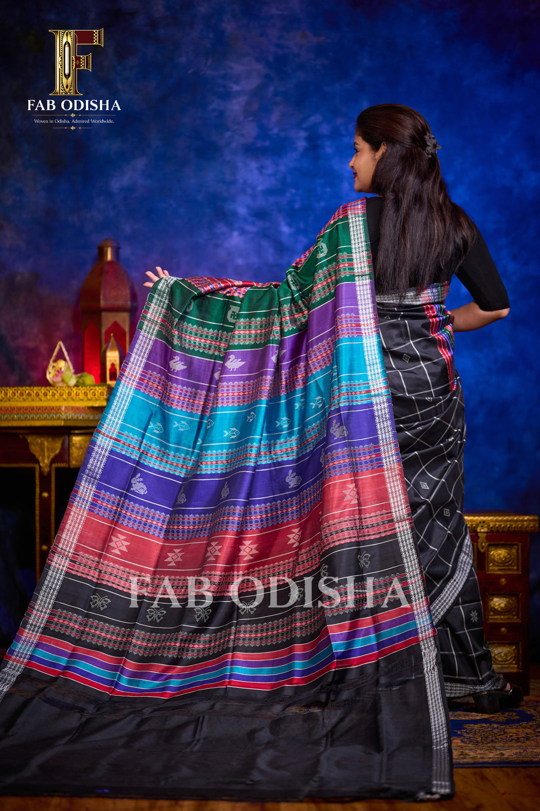 SADHANA LUXE BERHAMPURI HANDLOOM DOUBLE AANCHAL PURE SILK PATTA SAREE