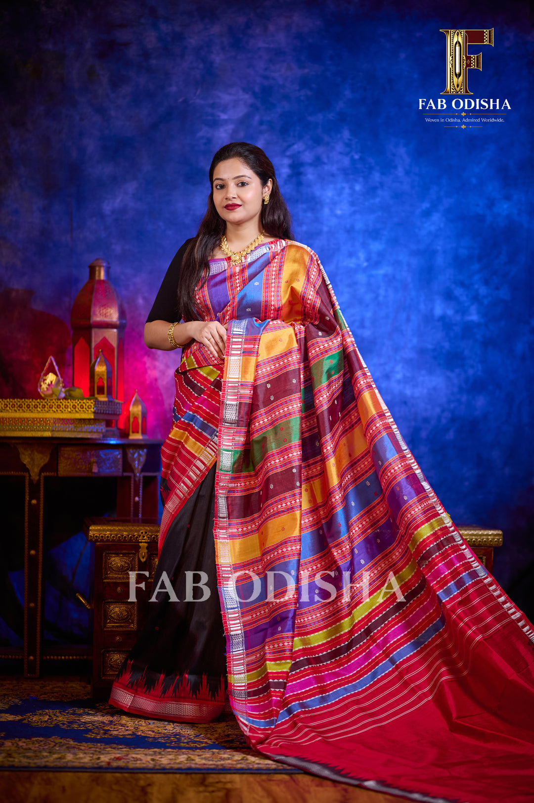 RATNAVALI BERHAMPURI HANDLOOM DOUBLE AANCHAL PURE SILK PATTA SAREE