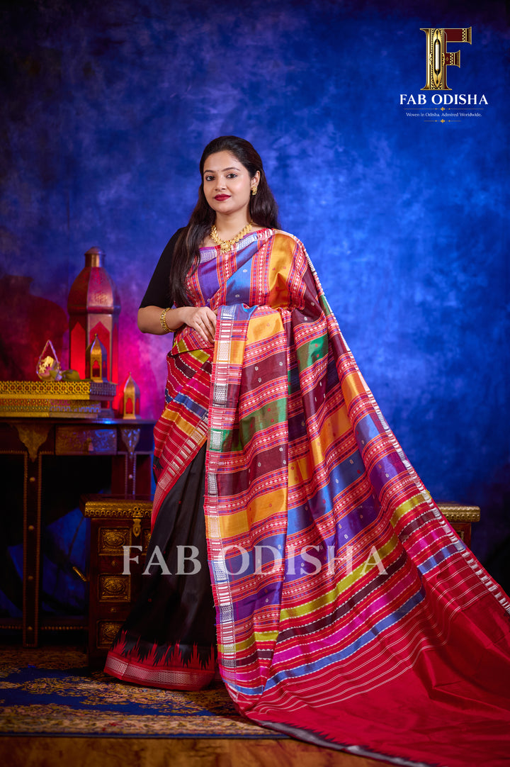 RATNAVALI BERHAMPURI HANDLOOM DOUBLE AANCHAL PURE SILK PATTA SAREE