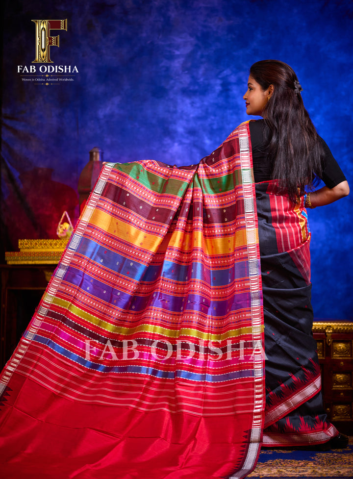 RATNAVALI BERHAMPURI HANDLOOM DOUBLE AANCHAL PURE SILK PATTA SAREE