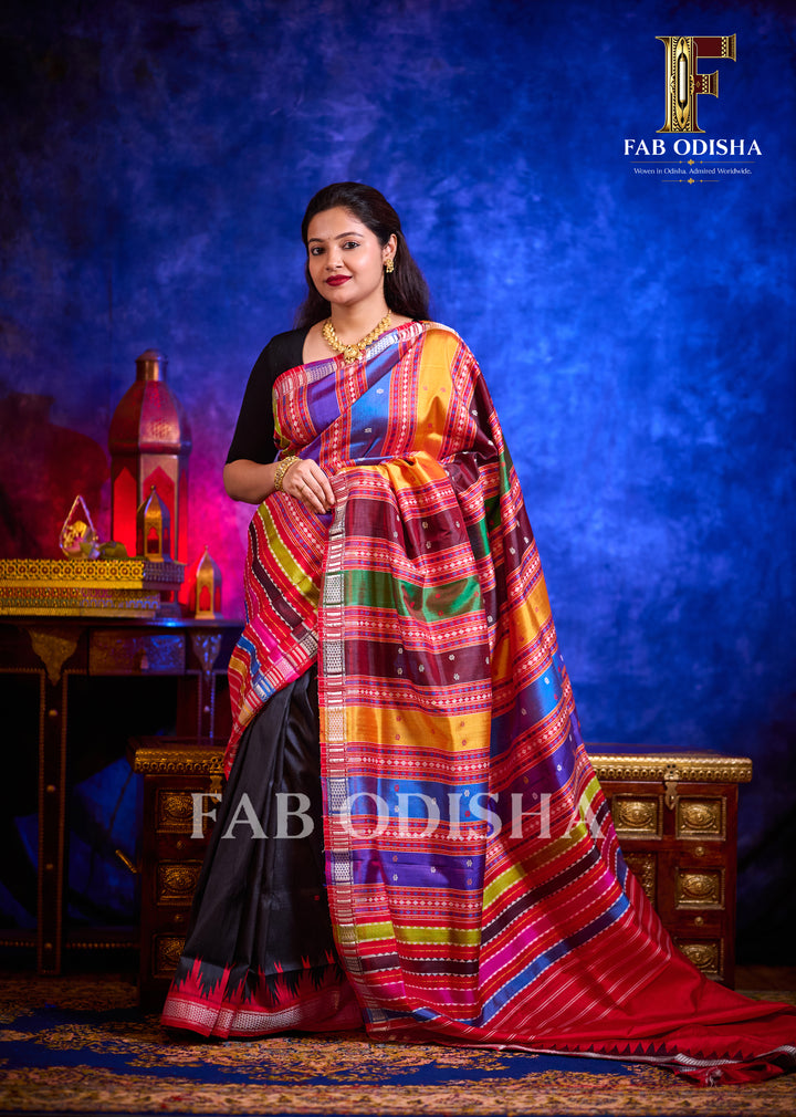 RATNAVALI BERHAMPURI HANDLOOM DOUBLE AANCHAL PURE SILK PATTA SAREE