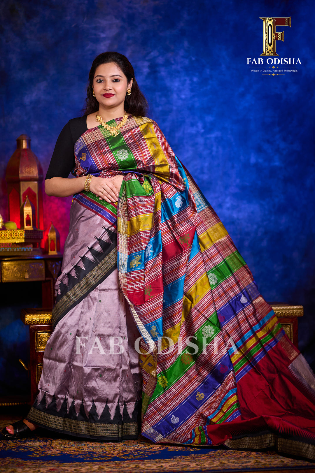 MEGHAMALHAR HALF TISSUE BERHAMPURI HANDLOOM DOUBLE AANCHAL PURE SILK PATTA SAREE