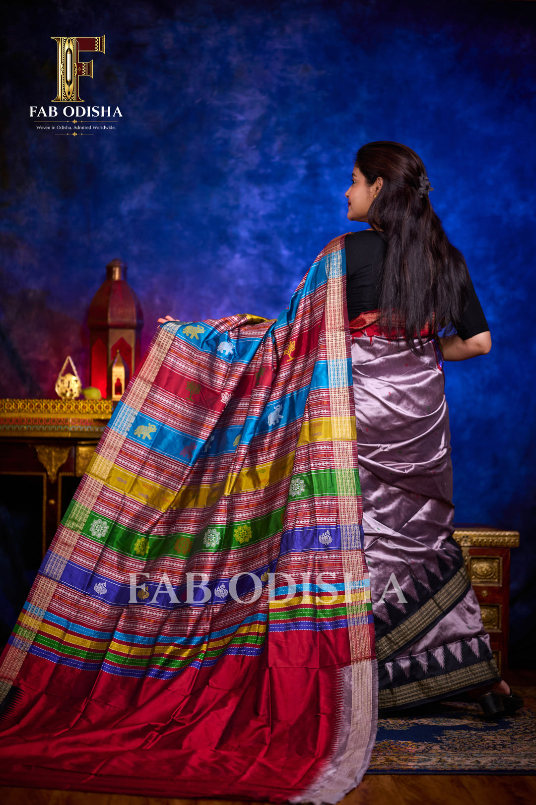 MEGHAMALHAR HALF TISSUE BERHAMPURI HANDLOOM DOUBLE AANCHAL PURE SILK PATTA SAREE