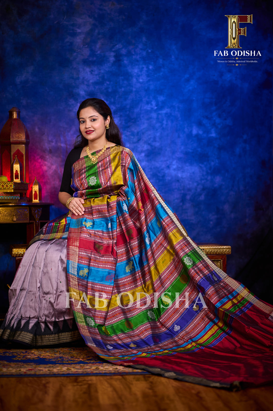 MEGHAMALHAR HALF TISSUE BERHAMPURI HANDLOOM DOUBLE AANCHAL PURE SILK PATTA SAREE