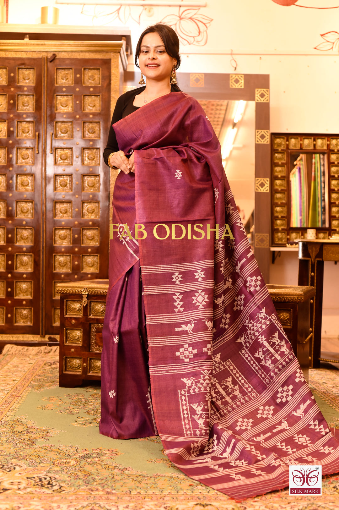 DIVYARANGI SUKRITI BOMKAI HERITAGE FINE TUSSAR HANDLOOM SILK SAREE