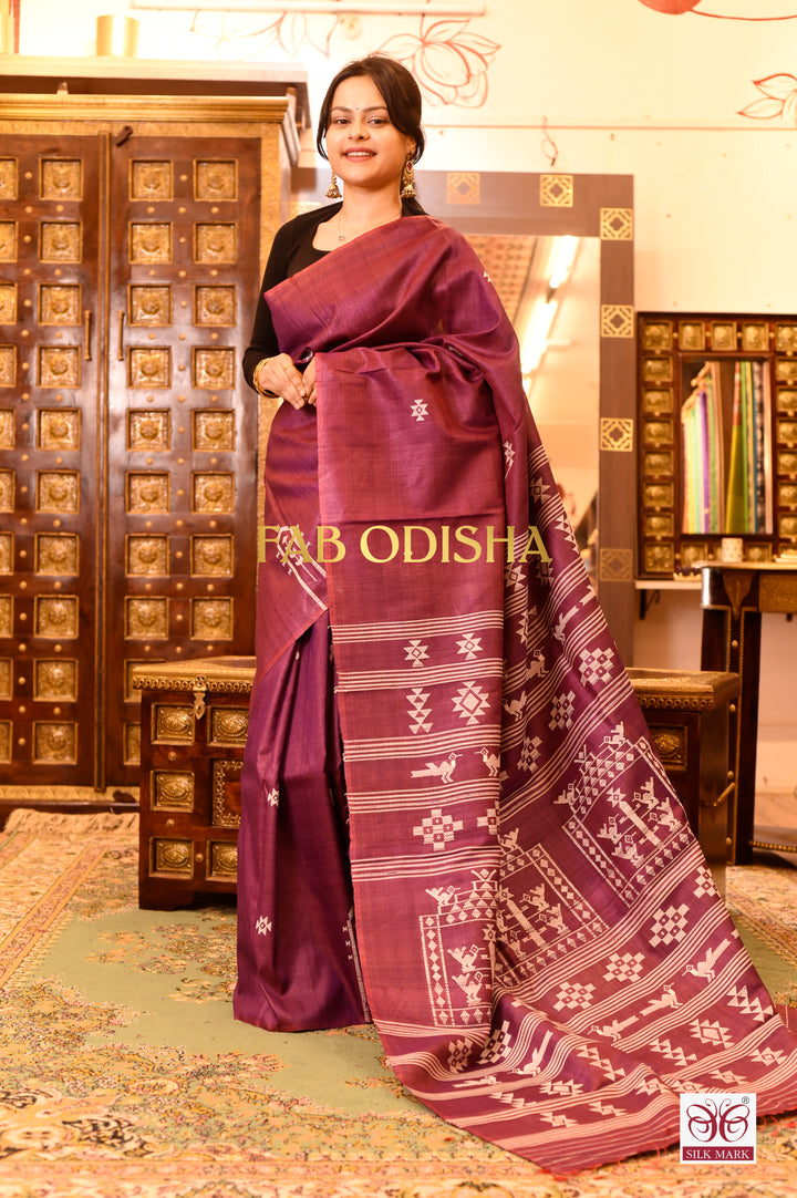 DIVYARANGI SUKRITI BOMKAI HERITAGE FINE TUSSAR HANDLOOM SILK SAREE
