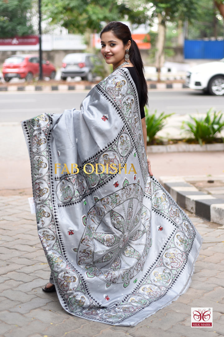 LAND OF KALINGA PATTACHITRA HANDPAINTED PURE SILK SAREE
