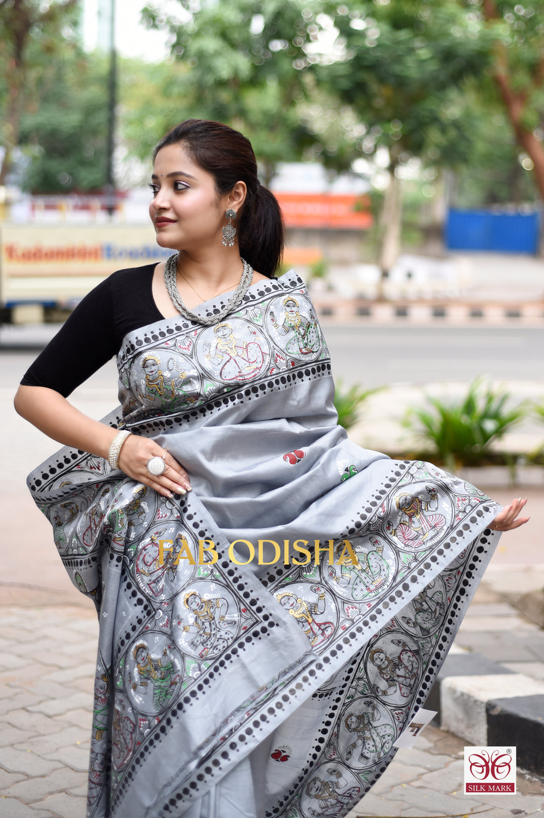 LAND OF KALINGA PATTACHITRA HANDPAINTED PURE SILK SAREE