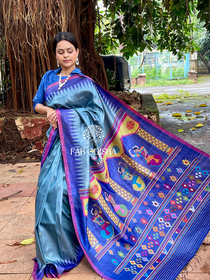 DANCING MUDRA - HERITAGE FINE TUSSAR SAREE