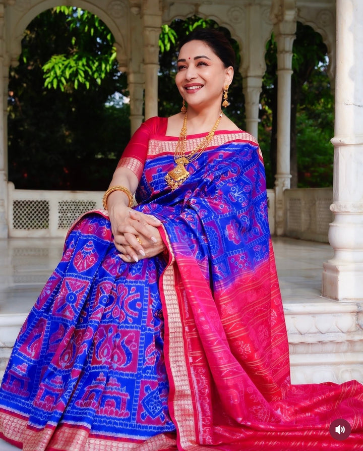 MADHURI DIXIT ODISHA HANDLOOM SAMBALPURI PURE SILK SAREE