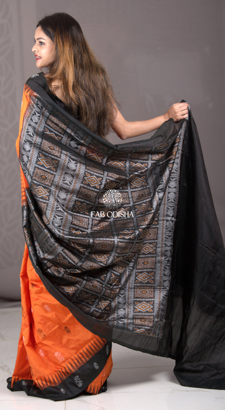 "NAYAB NARANGI" SAMBALPURI BOMKAI SILK SAREE