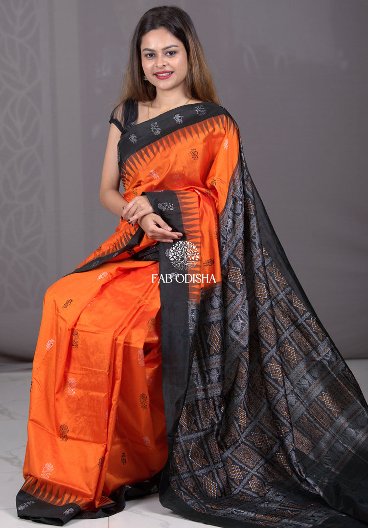 "NAYAB NARANGI" SAMBALPURI BOMKAI SILK SAREE