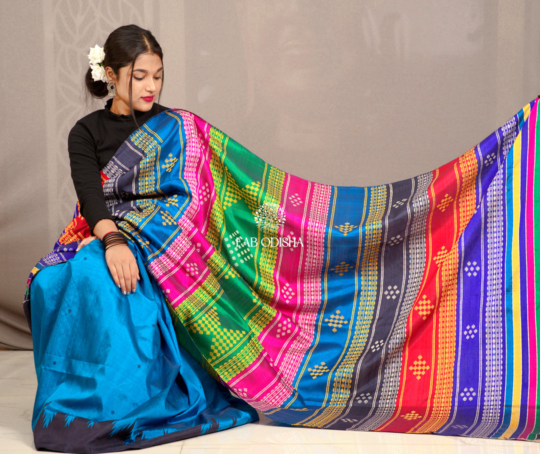 "NEEL-HANSINI" PRECIOUS DOUBLE ANCHAL BERHAMPURI PATTA SAREE