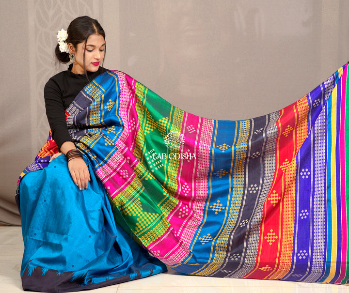 "NEEL-HANSINI" PRECIOUS DOUBLE ANCHAL BERHAMPURI PATTA SAREE