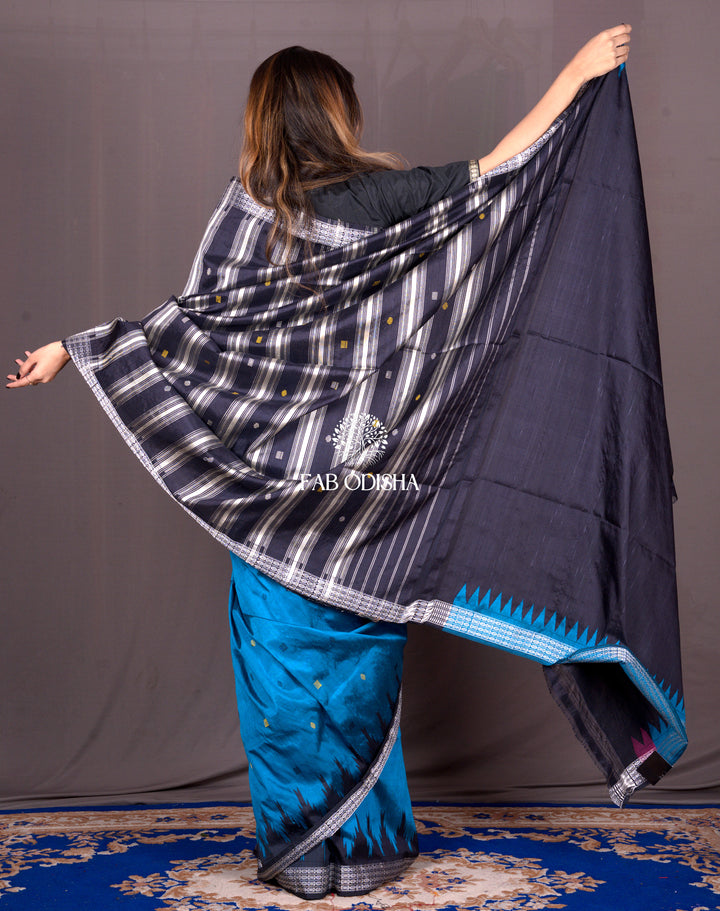 UDAAN-E-NEEL BERHAMPURI SILK DOUBLE AANCHAL PATTA SAREE