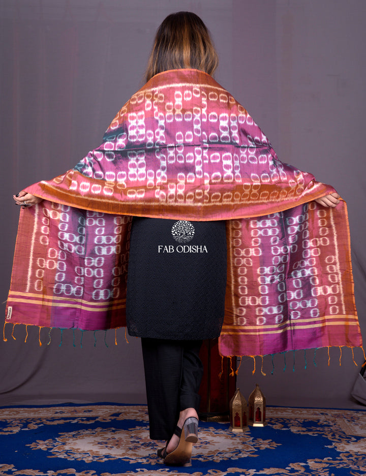 "RINGS OF HARMONY" MOTIF MULBERRY SILK IKAT DUPATTA
