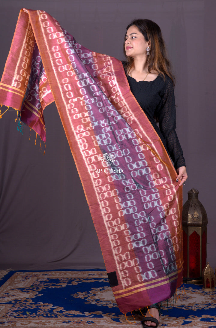 "RINGS OF HARMONY" MOTIF MULBERRY SILK IKAT DUPATTA