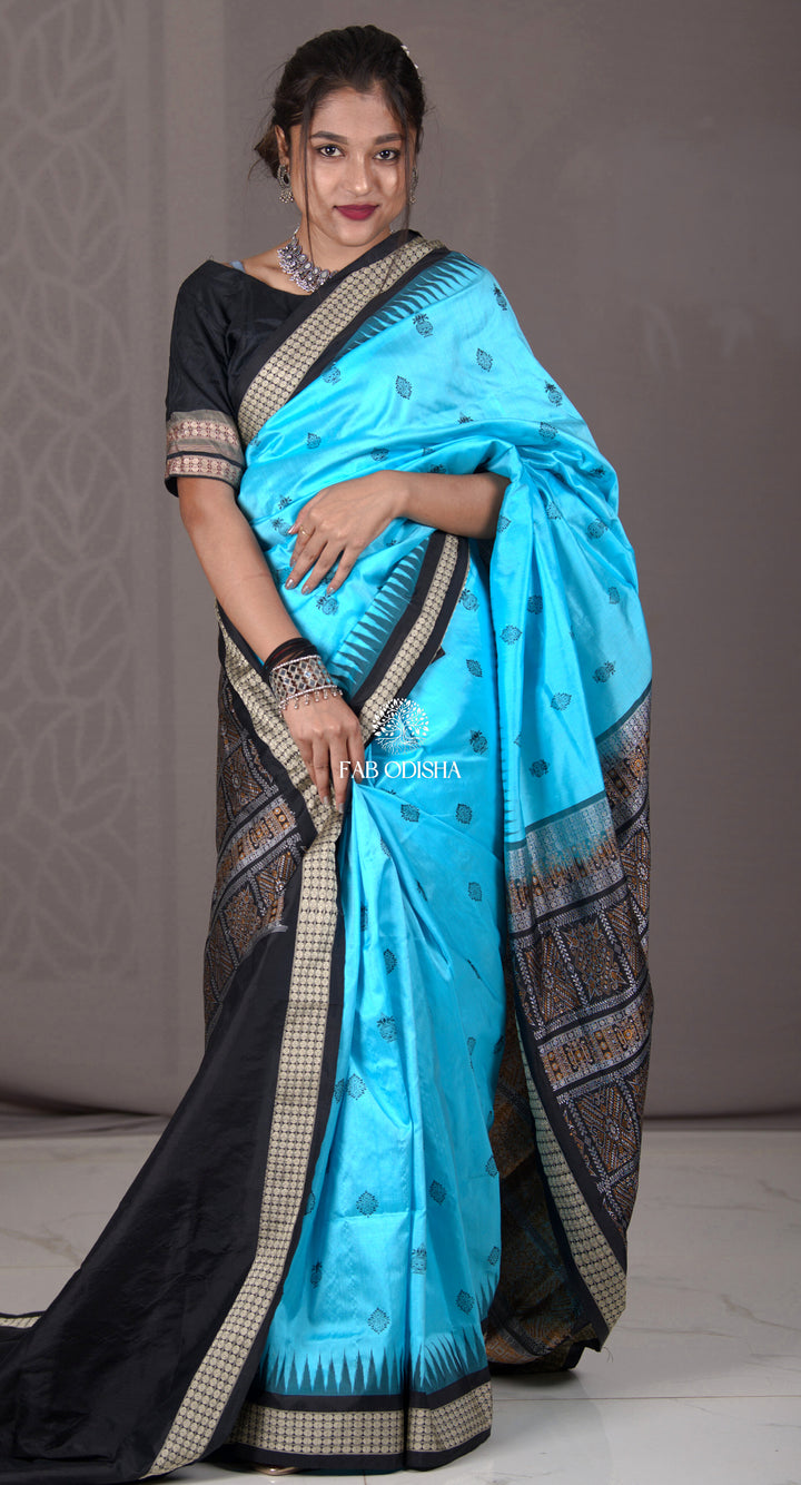 "AKASA" KALASH SAMBALPURI BOMKAI SILK SAREE